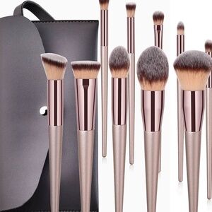 Luxury Soft Makeup Brush Set (10pc) w/ Travel Case | Rose Gold | Professional &